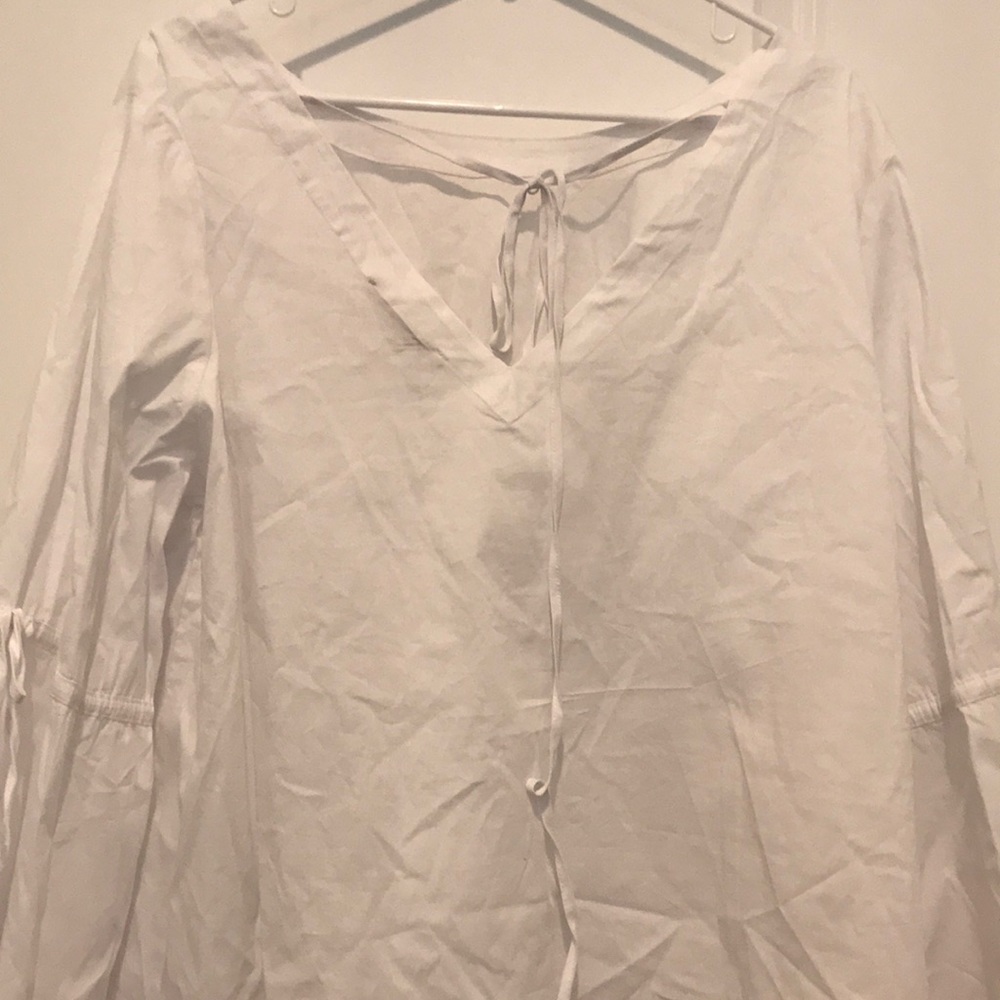 White loft cotton shirt with bell sleeves - Picture 4 of 5